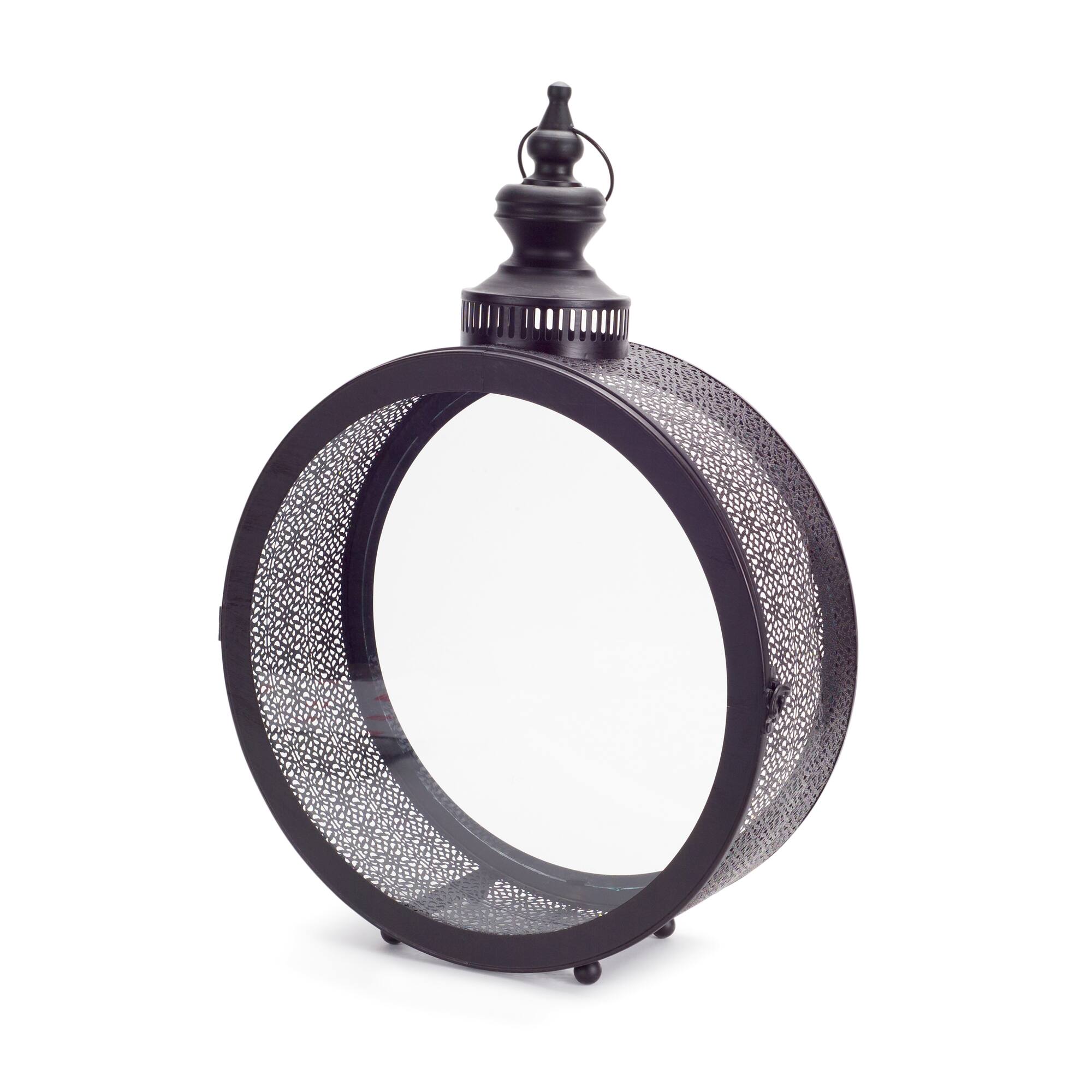 22'' Black Metal & Glass Lantern